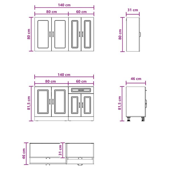 vidaXL Kuchynská jednotka KALMAR 4 pcs Biela Kompozitné drevo – Obrázok 6
