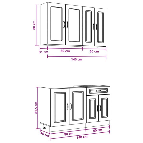 vidaXL Kuchynská jednotka KALMAR 4 pcs Biela Kompozitné drevo – Obrázok 7
