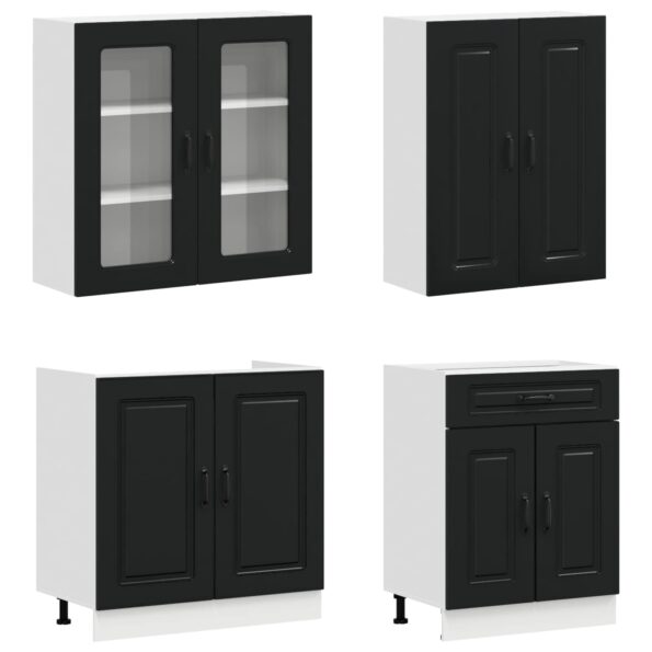 vidaXL Kuchynská jednotka KALMAR 4 pcs Čierna Kompozitné drevo – Obrázok 3