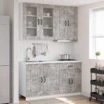 vidaXL Kuchynská jednotka KALMAR 4 pcs Betónovo sivá Kompozitné drevo