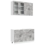 vidaXL Kuchynská jednotka KALMAR 4 pcs Betónovo sivá Kompozitné drevo – Obrázok 2