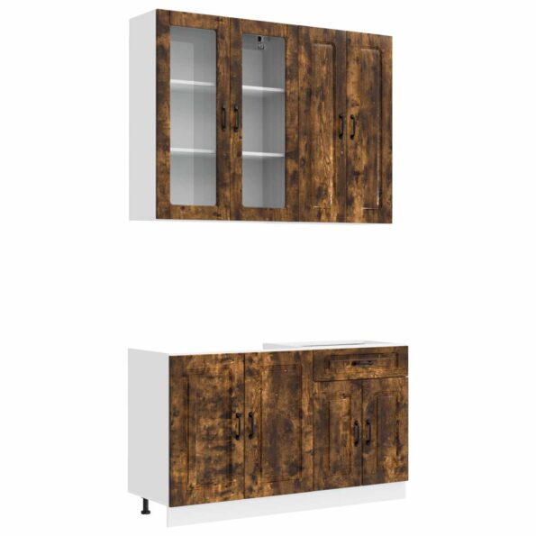vidaXL Kuchynská jednotka KALMAR 4 pcs Dymový dub Kompozitné drevo – Obrázok 2