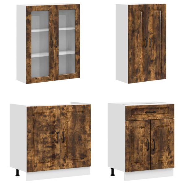 vidaXL Kuchynská jednotka KALMAR 4 pcs Dymový dub Kompozitné drevo – Obrázok 3