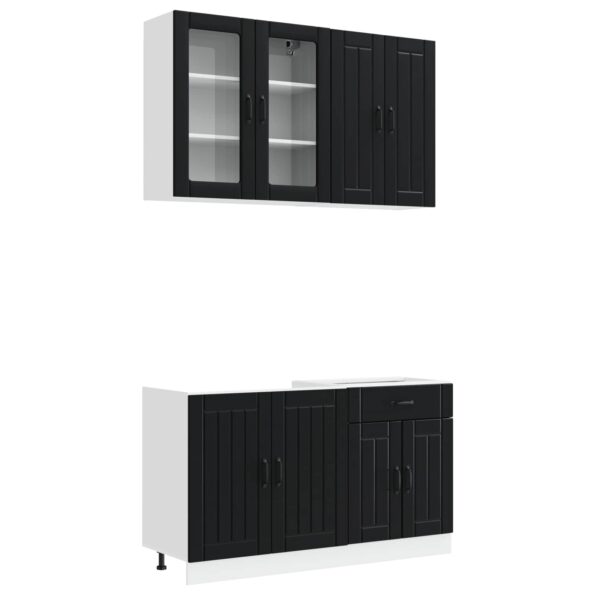vidaXL Kuchynská jednotka LUCCA 4 pcs Čierna Kompozitné drevo – Obrázok 2