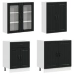 vidaXL Kuchynská jednotka LUCCA 4 pcs Čierna Kompozitné drevo – Obrázok 3