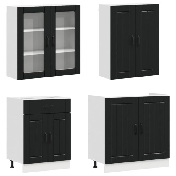 vidaXL Kuchynská jednotka LUCCA 4 pcs Čierna Kompozitné drevo – Obrázok 3