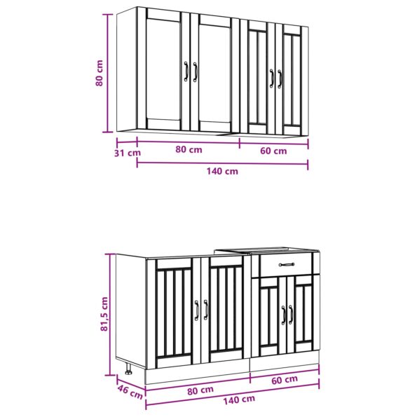 vidaXL Kuchynská jednotka LUCCA 4 pcs Čierna Kompozitné drevo – Obrázok 7