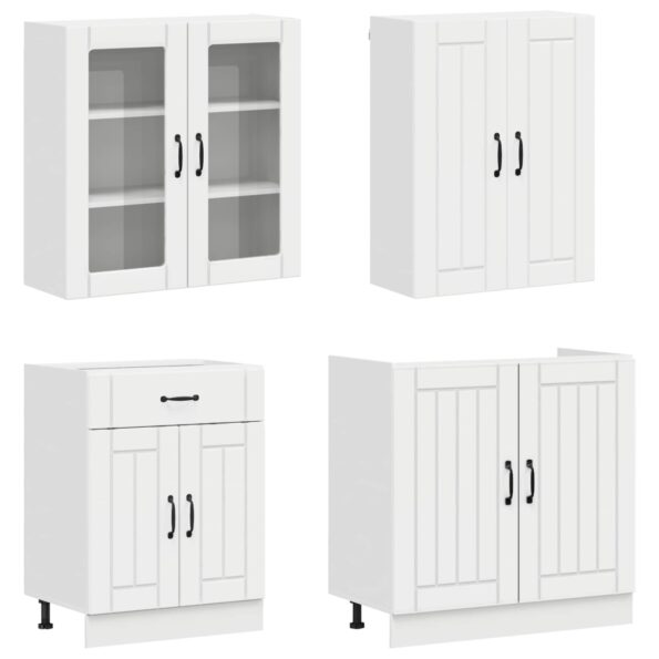 vidaXL Kuchynská jednotka LUCCA 4 pcs Biela s vysokým leskom – Obrázok 3