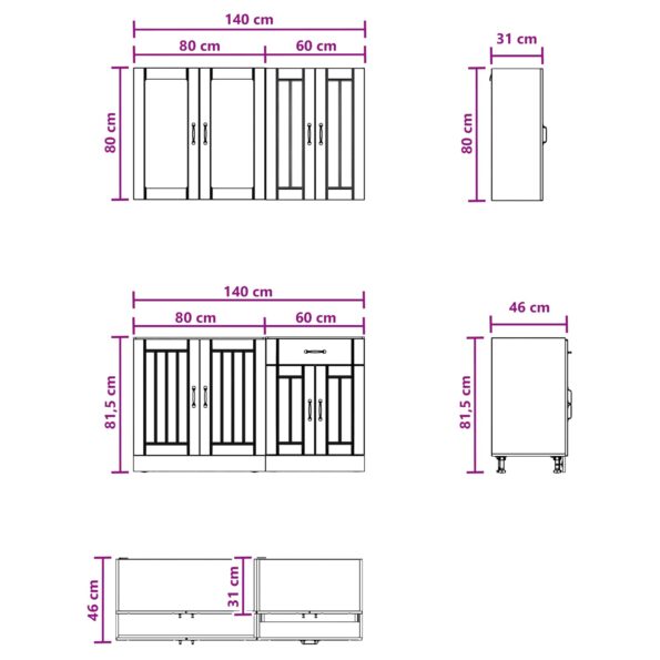 vidaXL Kuchynská jednotka LUCCA 4 pcs Biela s vysokým leskom – Obrázok 7