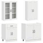 vidaXL Kuchynská jednotka LUCCA 4 pcs Biela s vysokým leskom – Obrázok 3