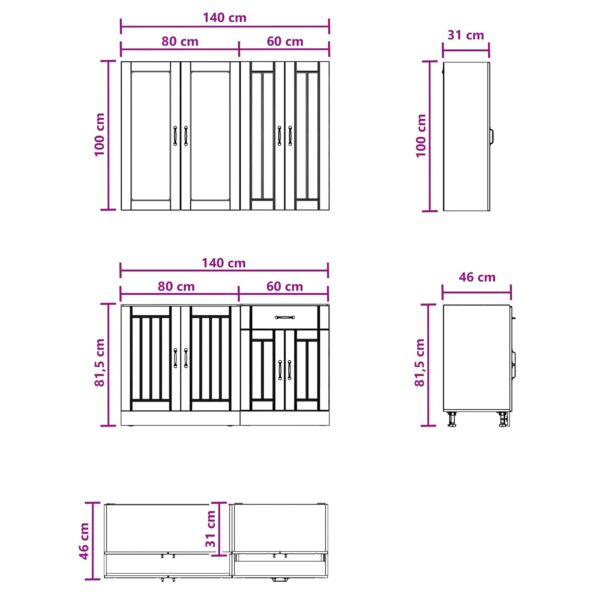 vidaXL Kuchynská jednotka LUCCA 4 pcs Biela s vysokým leskom – Obrázok 7