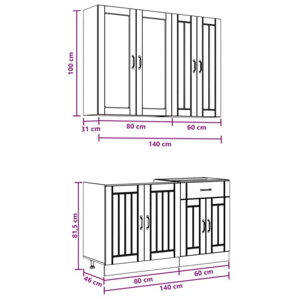 vidaXL Kuchynská jednotka LUCCA 4 pcs Biela s vysokým leskom – Obrázok 8