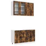 vidaXL Kuchynská jednotka PORTO 4 pcs Dymový dub Kompozitné drevo – Obrázok 2
