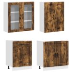 vidaXL Kuchynská jednotka PORTO 4 pcs Dymový dub Kompozitné drevo – Obrázok 3