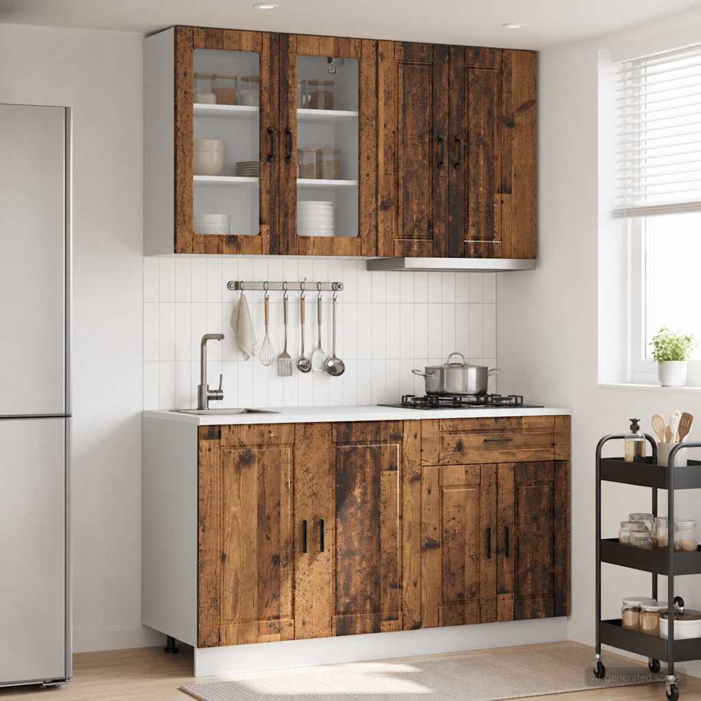 3438343_1.jpg vidaXL Kuchynská jednotka PORTO 4 pcs Staré drevo Kompozitné drevo – Obrázok 1