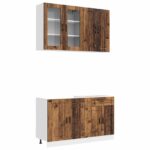 vidaXL Kuchynská jednotka PORTO 4 pcs Staré drevo Kompozitné drevo – Obrázok 2