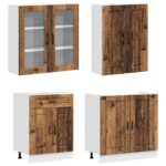vidaXL Kuchynská jednotka PORTO 4 pcs Staré drevo Kompozitné drevo – Obrázok 3