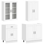 vidaXL Kuchynská jednotka PORTO 4 pcs Biela Kompozitné drevo – Obrázok 3