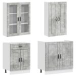 vidaXL Kuchynská jednotka PORTO 4 pcs Betónovo sivá Kompozitné drevo – Obrázok 3