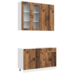 vidaXL Kuchynská jednotka PORTO 4 pcs Staré drevo Kompozitné drevo – Obrázok 2