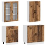 vidaXL Kuchynská jednotka PORTO 4 pcs Staré drevo Kompozitné drevo – Obrázok 3