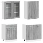 vidaXL Kuchynská jednotka LYON 4 pcs Sivý Sonoma Kompozitné drevo – Obrázok 3
