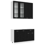 vidaXL Kuchynská jednotka LYON 4 pcs Čierny dub Kompozitné drevo – Obrázok 2