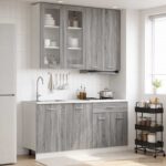 vidaXL Kuchynská jednotka LYON 4 pcs Sivý Sonoma Kompozitné drevo