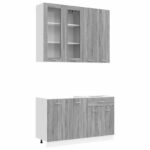 vidaXL Kuchynská jednotka LYON 4 pcs Sivý Sonoma Kompozitné drevo – Obrázok 2