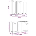 vidaXL Kuchynská jednotka LYON 4 pcs Sivý Sonoma Kompozitné drevo – Obrázok 7