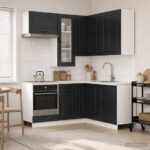 vidaXL Kuchynská jednotka KALMAR 8 pcs Čierna Kompozitné drevo