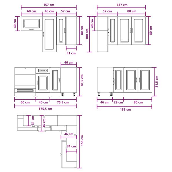 vidaXL Kuchynská jednotka KALMAR 8 pcs Dub artisan Kompozitné drevo – Obrázok 9
