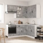 vidaXL Kuchynská jednotka LUCCA 8 pcs Betónovo sivá Kompozitné drevo