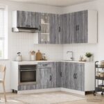 vidaXL Kuchynská jednotka LUCCA 8 pcs Sivý Sonoma Kompozitné drevo
