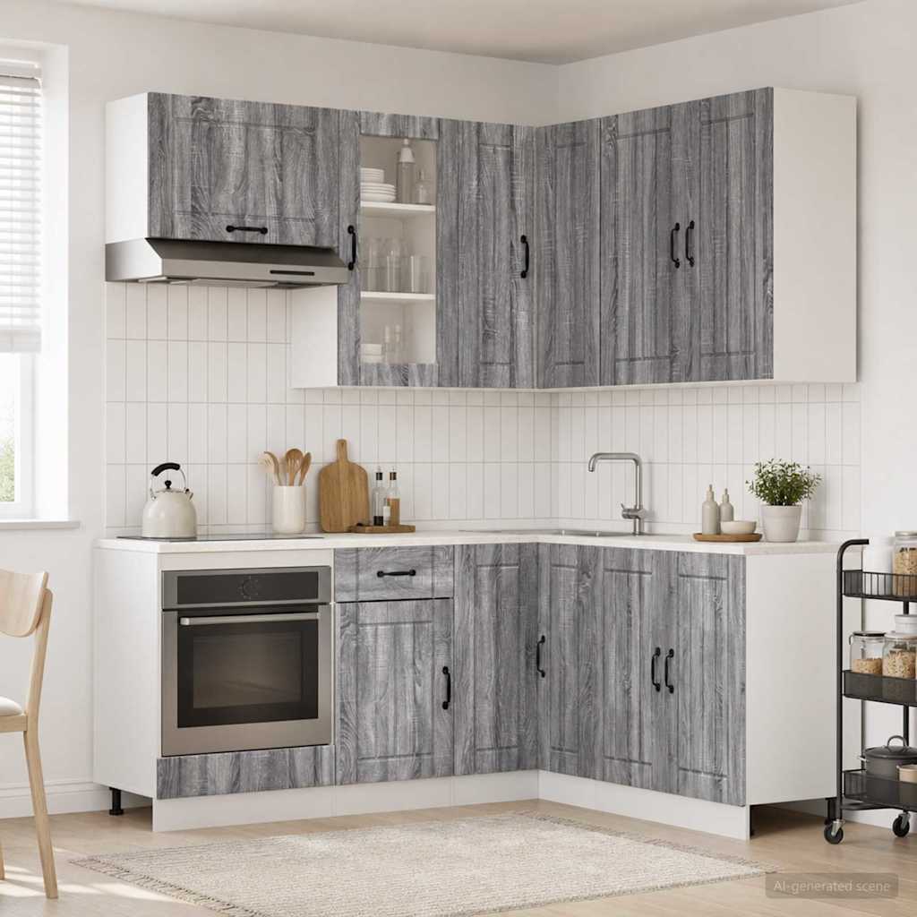 3438397_1.jpg vidaXL Kuchynská jednotka LUCCA 8 pcs Sivý Sonoma Kompozitné drevo – Obrázok 1