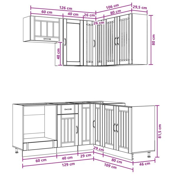vidaXL Kuchynská jednotka LUCCA 8 pcs Dub artisan Kompozitné drevo – Obrázok 10