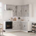 vidaXL Kuchynská jednotka LUCCA 8 pcs Betónovo sivá Kompozitné drevo