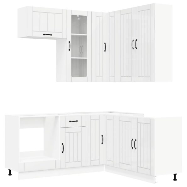 vidaXL Kuchynská jednotka LUCCA 8 pcs Biela s vysokým leskom – Obrázok 2