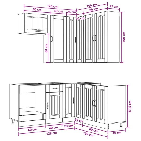 vidaXL Kuchynská jednotka LUCCA 8 pcs Dymový dub Kompozitné drevo – Obrázok 10