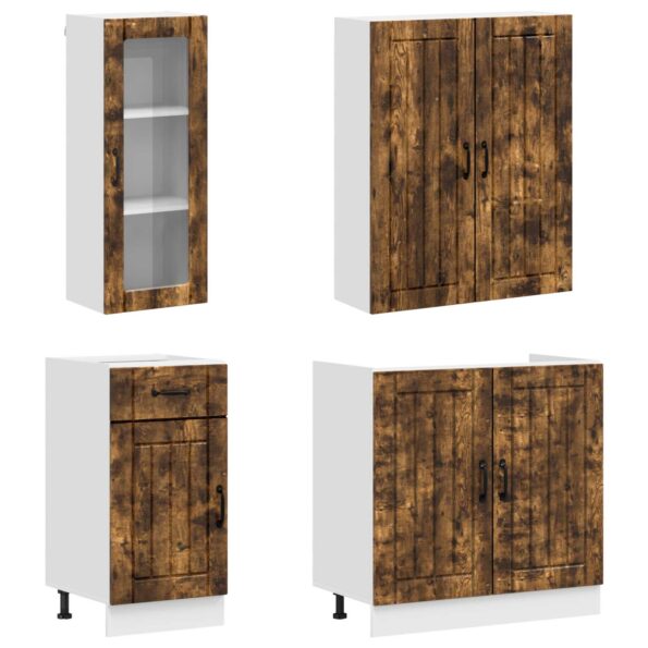 vidaXL Kuchynská jednotka LUCCA 8 pcs Dymový dub Kompozitné drevo – Obrázok 3