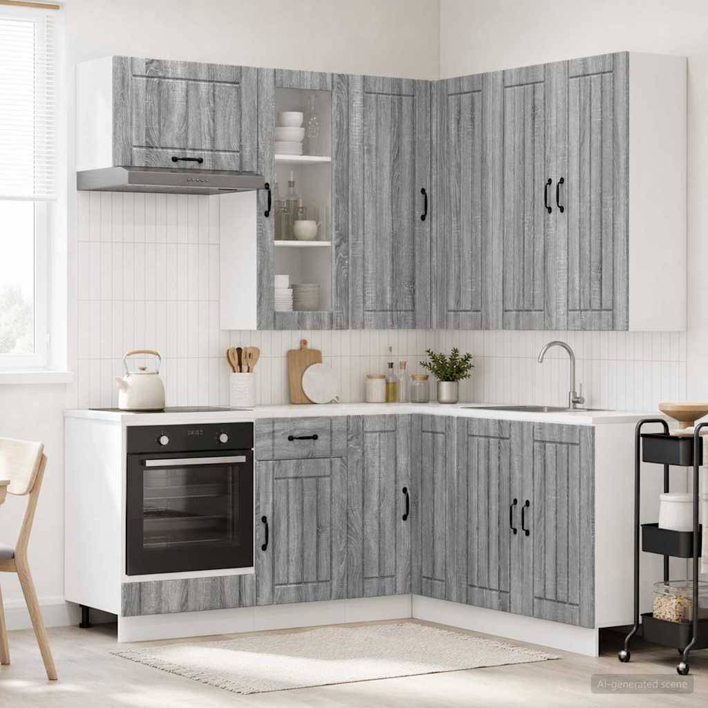 3438407_1.jpg vidaXL Kuchynská jednotka LUCCA 8 pcs Sivý Sonoma Kompozitné drevo – Obrázok 1