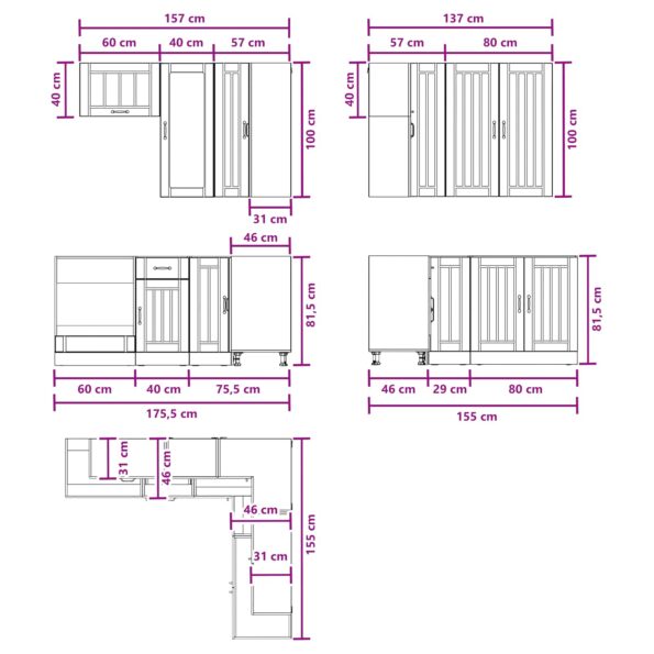 vidaXL Kuchynská jednotka LUCCA 8 pcs Dub artisan Kompozitné drevo – Obrázok 9