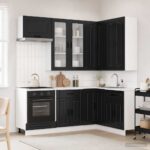 vidaXL Kuchynská jednotka KALMAR 8 pcs Čierna Kompozitné drevo