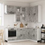 vidaXL Kuchynská jednotka KALMAR 8 pcs Betónovo sivá Kompozitné drevo