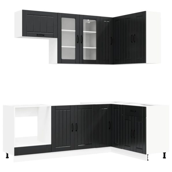 vidaXL Kuchynská jednotka LUCCA 8 pcs Čierna Kompozitné drevo – Obrázok 2