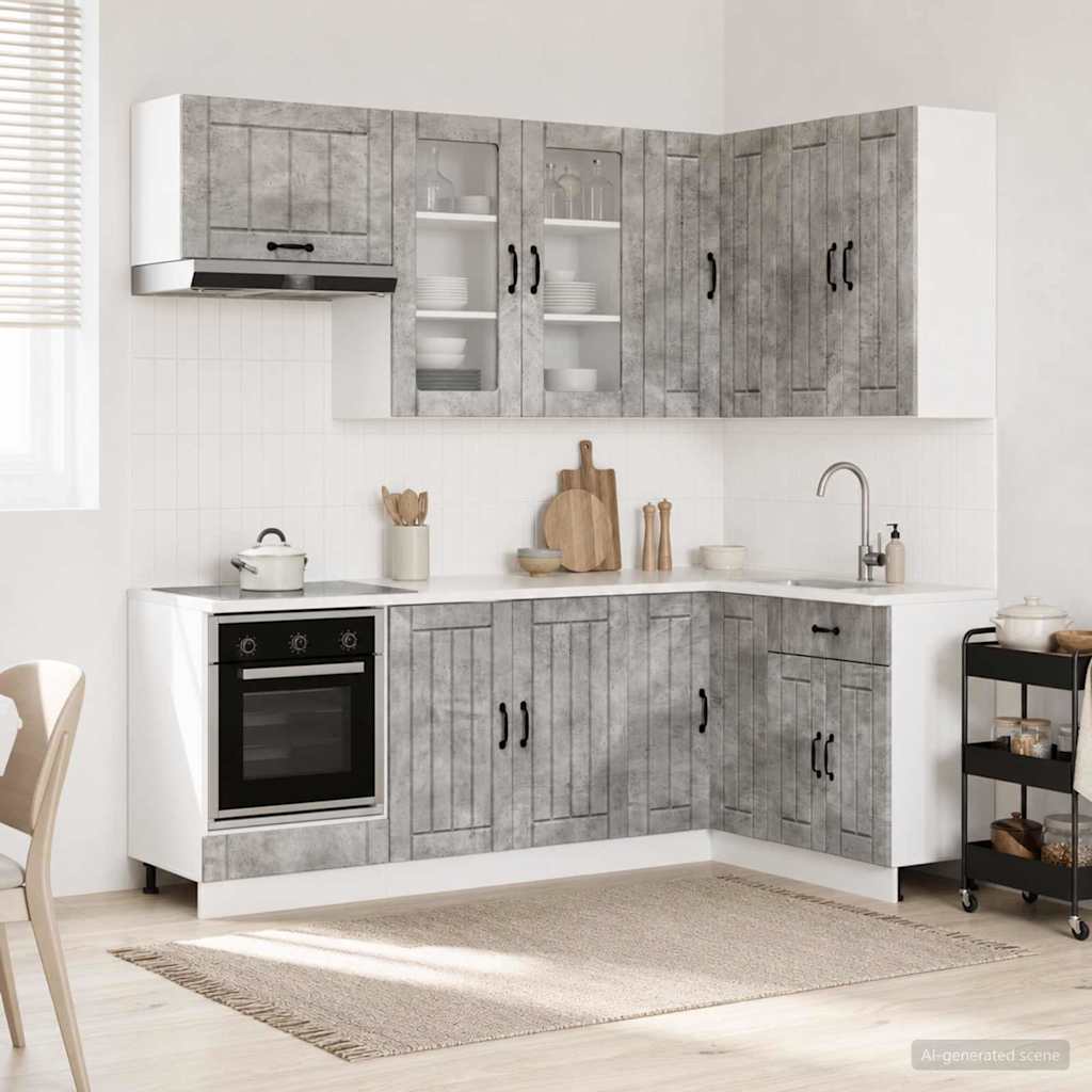 3438470_1.jpg vidaXL Kuchynská jednotka LUCCA 8 pcs Betónovo sivá Kompozitné drevo – Obrázok 1