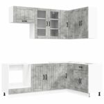 vidaXL Kuchynská jednotka LUCCA 8 pcs Betónovo sivá Kompozitné drevo – Obrázok 2