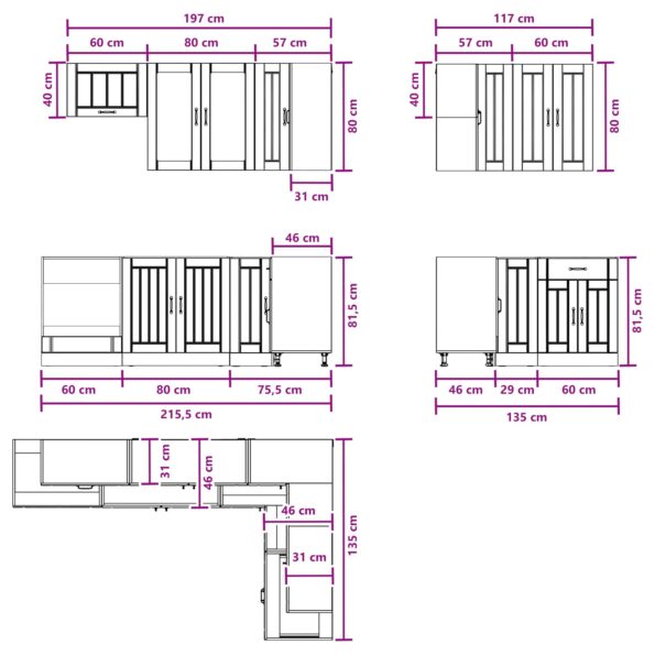 vidaXL Kuchynská jednotka LUCCA 8 pcs Biela s vysokým leskom – Obrázok 9