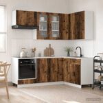 vidaXL Kuchynská jednotka PORTO 8 pcs Staré drevo Kompozitné drevo