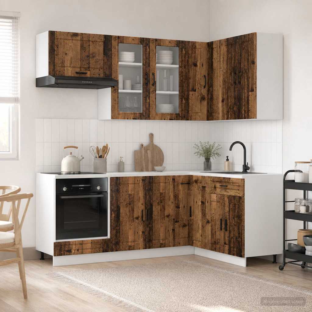 3438495_1.jpg vidaXL Kuchynská jednotka PORTO 8 pcs Staré drevo Kompozitné drevo – Obrázok 1